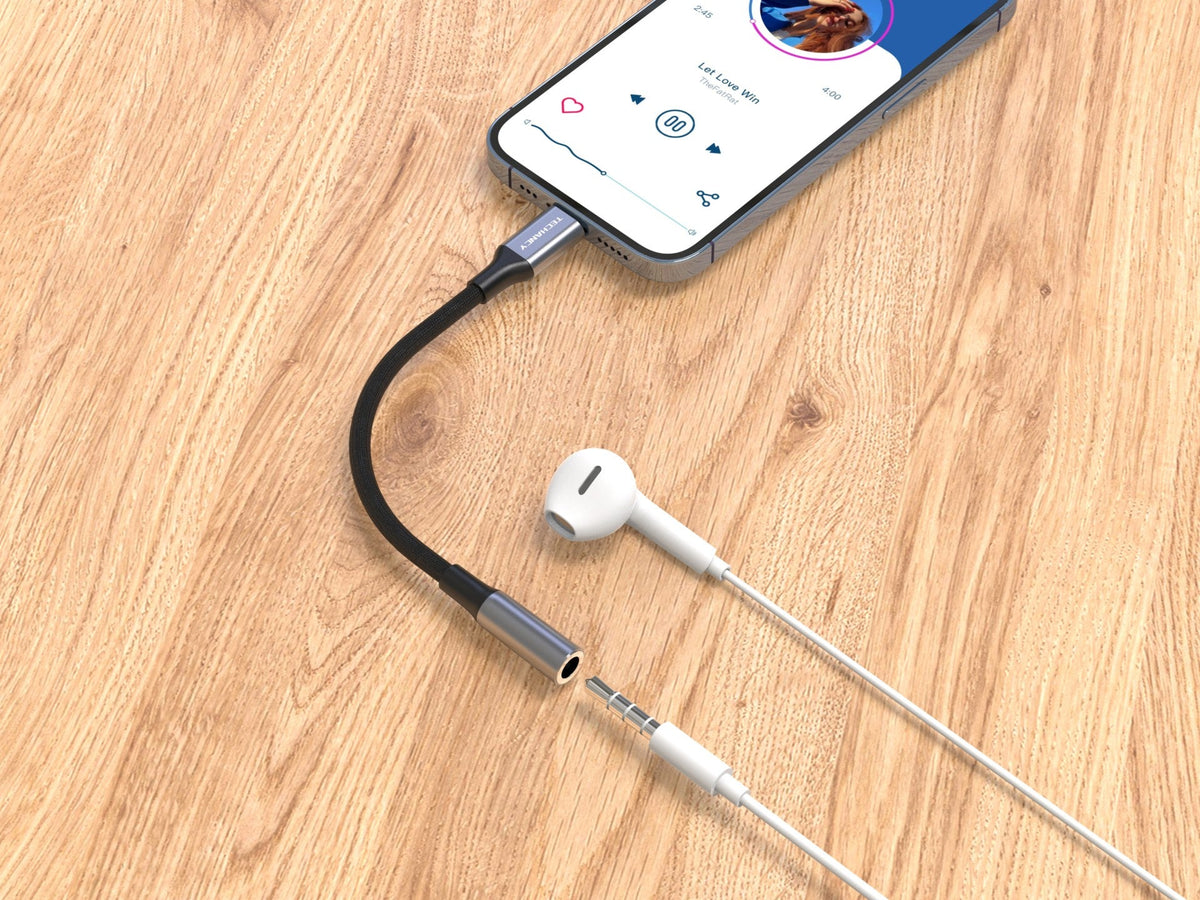 Techancy Adaptador De Áudio TV3755, Ip8-14 Para Conetor De Auscultadores De 3,5 Mm, Compatível Com Dispositivos Iphone/Ipad