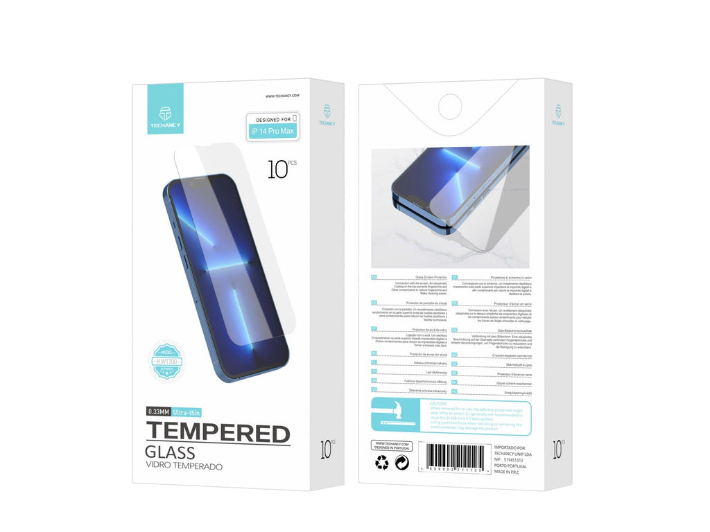 Techancy Película de Vidro Temperado  para iPhone 14 Pro Max KW1700 , 0.33MM, Anti-riscos, Alta Transparência, Fácil Aplicação