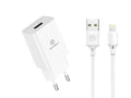 Techancy Carregador De Telemóvel Branco  TA2787, Saída Usb 5v-2.4a Carregamento, Conjunto De Carregador De Cabo Usb-Ip 1m